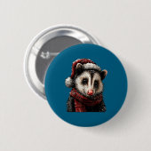 Adorable Ossum In Santa Hat Snowy Winter Christmas 缶バッジ (正面&裏面)