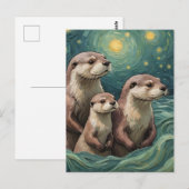 Adorable Otter Family ポストカード (正面/裏面)