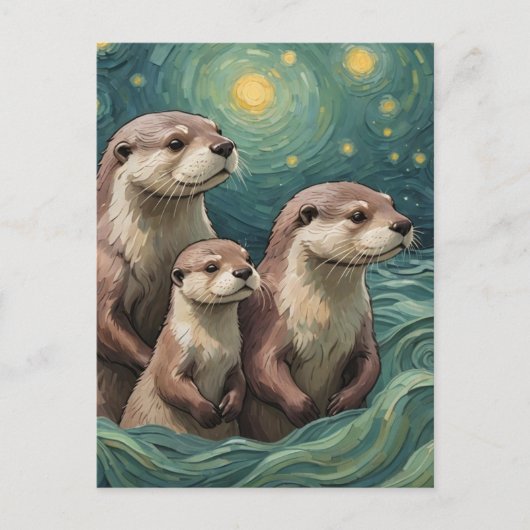 Adorable Otter Family ポストカード (正面)