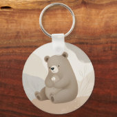 Adorable Ours Brun à la Marguerite - Aquarelle キーホルダー (正面)
