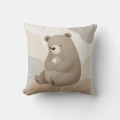 Adorable Ours Brun à la Marguerite - Aquarelle クッション (正面)