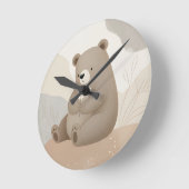 Adorable Ours Brun à la Marguerite - Aquarelle ラウンド壁時計 (傾斜)