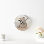 Adorable Ours Brun à la Marguerite - Aquarelle ラウンド壁時計 (ホーム)