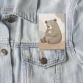 Adorable Ours Brun à la Marguerite - Aquarelle 缶バッジ (インサイチュ)