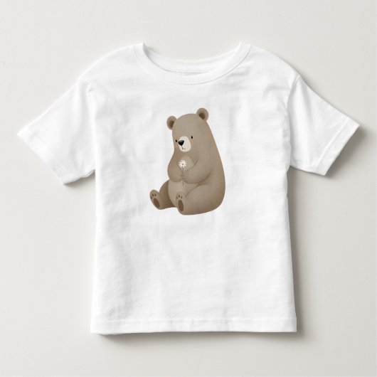 Adorable Ours Brun à la Marguerite – Illustration  トドラーTシャツ (正面)
