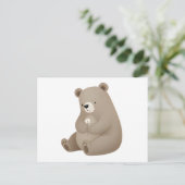 Adorable Ours Brun à la Marguerite – Illustration  ポストカード (スタンド正面)
