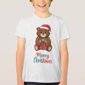 Adorable ours de noël - Merry Christmas トライブレンドＴシャツ (正面)