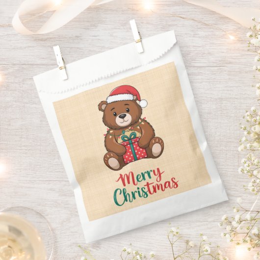 Adorable ours de noël - Merry Christmas フェイバーバッグ (クリップ留めされた状態)
