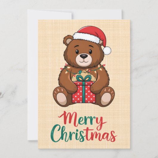 Adorable ours de noël - Merry Christmas 招待状 (正面)
