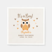 Adorable Owl Baby Shower Boy スタンダードカクテルナプキン (正面)