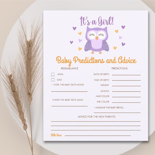 Adorable Owl Baby Shower Girl