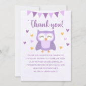Adorable Owl Baby Shower Girl – 'It's a Girl サンキューカード (正面)
