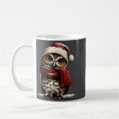 Adorable Owl With Santa Hat Snowy Winter Christmas コーヒーマグカップ (左)