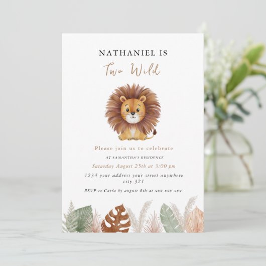 Adorable pampas Fluffy Lion Birthday  招待状 (スタンド正面)