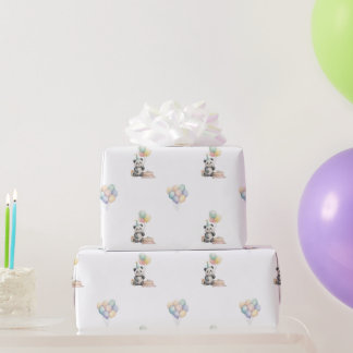 Adorable Panda animal Balloon Gift Wrapping Paper ラッピングペーパー