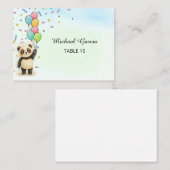 Adorable Panda Balloon 1st Birthday  プレイスカード (正面/裏面)