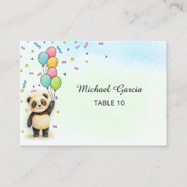 Adorable Panda Balloon 1st Birthday  プレイスカード