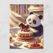 Adorable Panda Bear Baking Cake ポストカード (正面)
