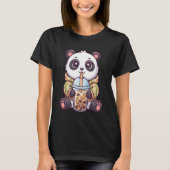 Adorable Panda Bear Drinking Boba Kawaii for Kids, Tシャツ (正面)