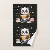 Adorable panda reading , stars,pattern  バスタオルセット (ハンドタオル)