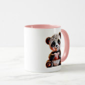 Adorable panda tenant un cœur rose. マグカップ (正面右)