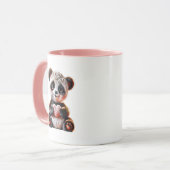 Adorable panda tenant un cœur rose. マグカップ (正面左)