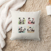 Adorable Panda Throw Pillow クッション (ブランケット)