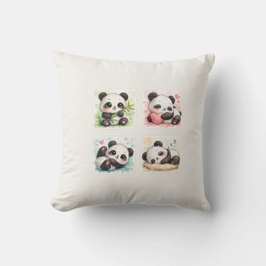 Adorable Panda Throw Pillow クッション (正面)
