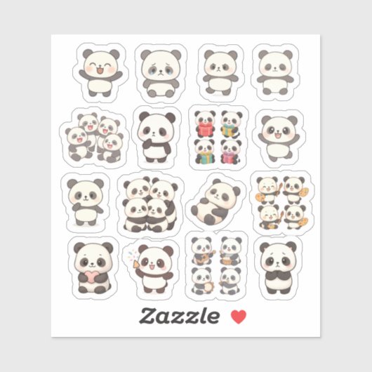 Adorable Panda Vinyl Sticker シール (シート)