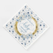 Adorable Pastel Blue Gold Flowers Paper Napkins (コーナー)