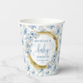 Adorable Pastel Blue Gold Personalized Paper Cups 紙コップ (裏面)