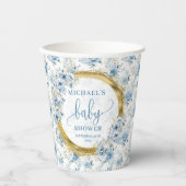 Adorable Pastel Blue Gold Personalized Paper Cups 紙コップ (正面)