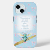 Adorable Pastel Blue Pink Bow Bible Turquoise Bee Case-Mate iPhoneケース (裏面)