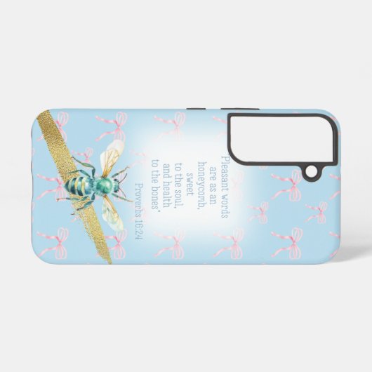 Adorable Pastel Blue Pink Bow Faith Turquoise Bee Samsung Galaxyケース (裏面横)