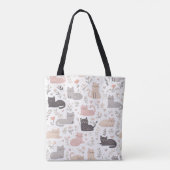  Adorable Pastel Cat & Floral Pattern Tote Bag トートバッグ (裏面)