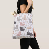  Adorable Pastel Cat & Floral Pattern Tote Bag トートバッグ (クローズアップ)