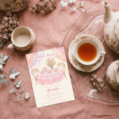 Adorable Pastel Pink Tea Party Bridal Shower 招待状