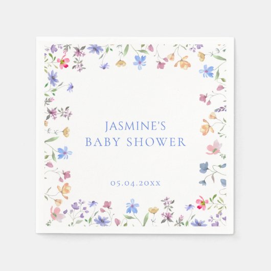 Adorable Pastel Wildflower Garden Baby Shower スタンダードカクテルナプキン (正面)