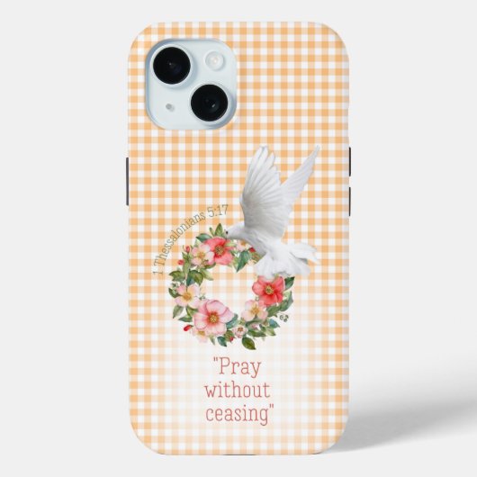 Adorable Peach Check Rose Wreath White Dove Bible  Case-Mate iPhoneケース (裏面)