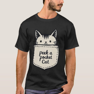 Adorable Peek-a-Pocket Cat Peeking Cute Feline Tシャツ