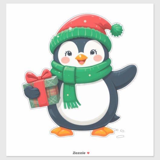 Adorable Penguin Dressed for Christmas シール (シート)