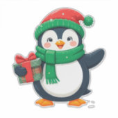 Adorable Penguin Dressed for Christmas シール (正面)