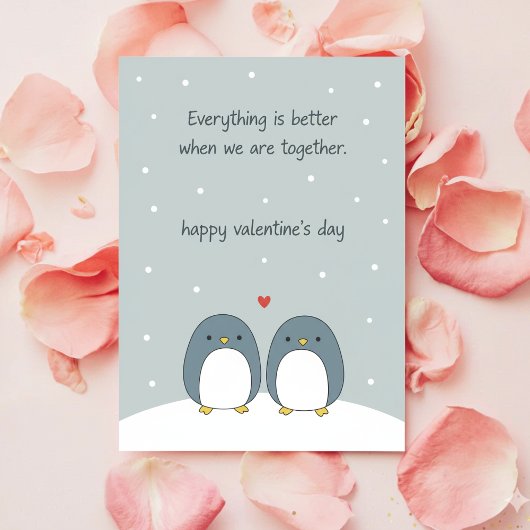 Adorable Penguin Love Valentine Card For Him Her シーズンカード