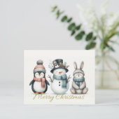 Adorable Penguin, Snowman & Bunny “Merry Christmas シーズンポストカード (スタンド正面)