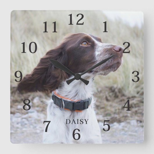 Adorable Personalized Dog Pet Photo  スクエア壁時計 (正面)