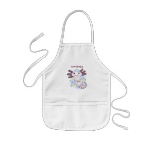 Adorable pink axolotl cartoon 子供用エプロン