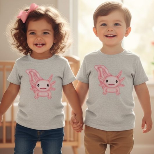 Adorable Pink Axolotl Toddler Baby T-Shirt トドラーTシャツ