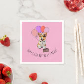 Adorable Pink Corgi Birthday Customizable スタンダードカクテルナプキン (インサイチュ)