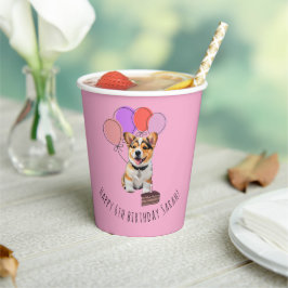 Adorable Pink Corgi Birthday Customizable 紙コップ