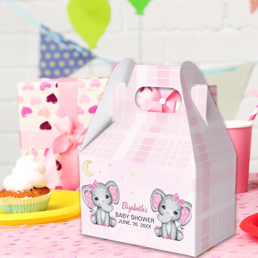 Adorable Pink Elephant Baby Shower Girl フェイバーボックス